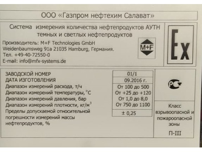 87894-23: Система измерений количества нефтепродуктов на АУТН темных и светлых нефтепродуктов ООО "Газпром нефтехим Салават" 